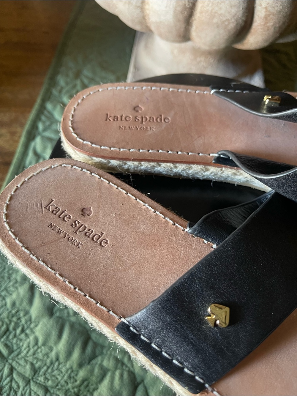 NWOT Kate Spade Size 8 Idreena Black Double-Strap Slide Sandals - Picture 9 of 15